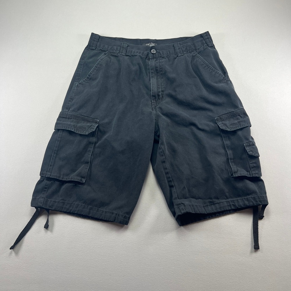 Trust Cargo Shorts Mens 32 Black Mid Rise Drawstring Hem Camping Hiking Outdoor